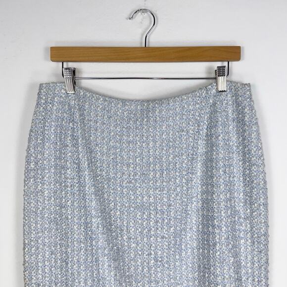 Escada Women's Tweed Wool Blend Pencil Skirt 44 14 XL Periwinkle Blue - Picture 4 of 12